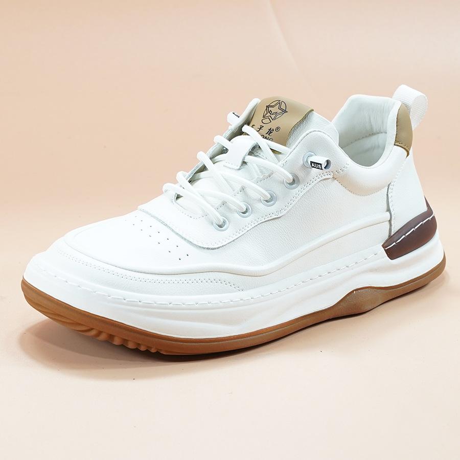 Leather men's shoes new autumn versatile trend crooked head white shoes men's thick-soled breathable leather shoes men's casual board shoes