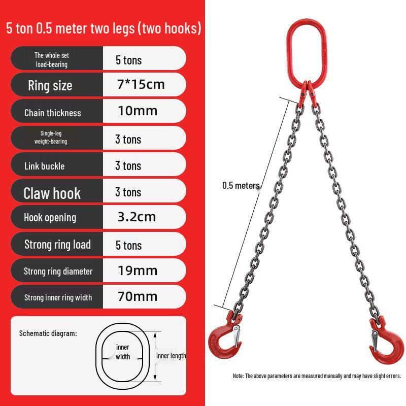 G80 Manganese Steel Hoist Chain Sling with Eye Hook - Single, Two, or Four Legs