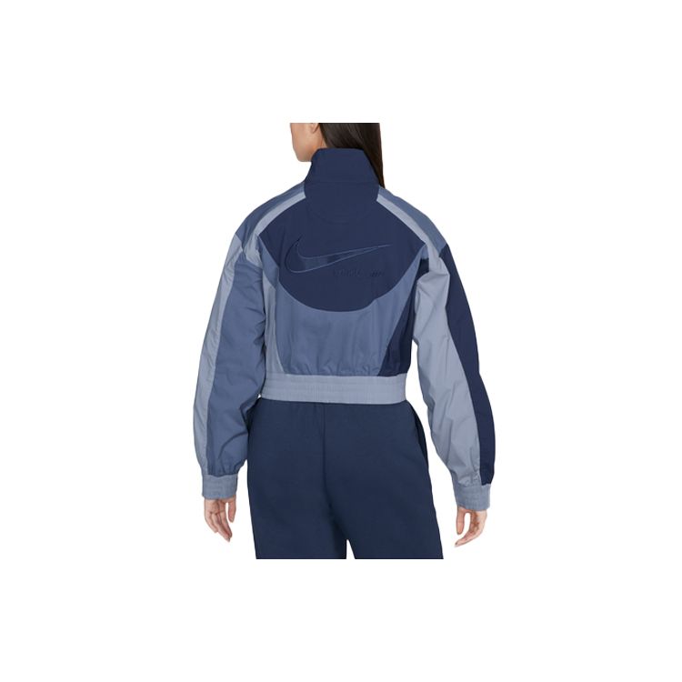 Nike Sportswear Collection Color-Block Stand Collar Cropped Jacket Women Outerwear Deep-Teal DV8308-410