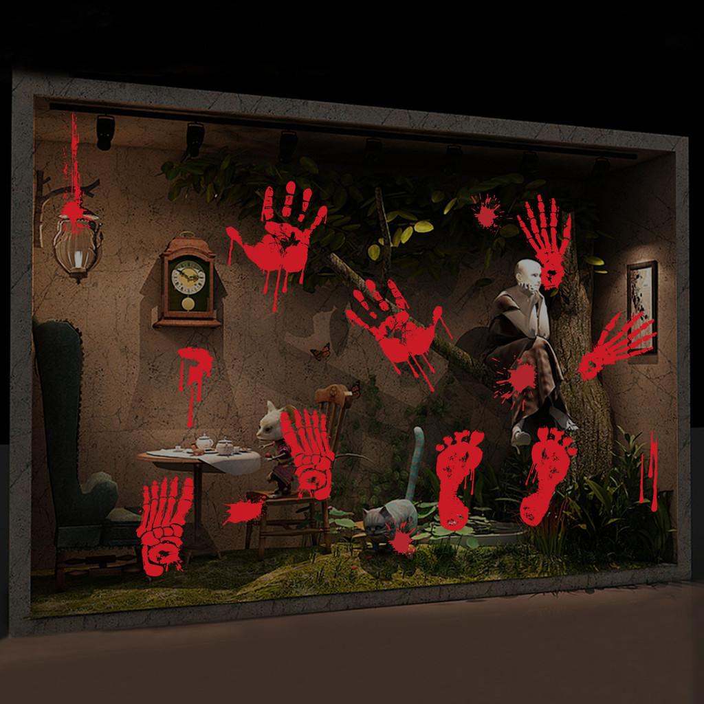 Halloween Blood Disturbing Handprint Static Cling Wall Decor For Spooky Haunted Experiences House