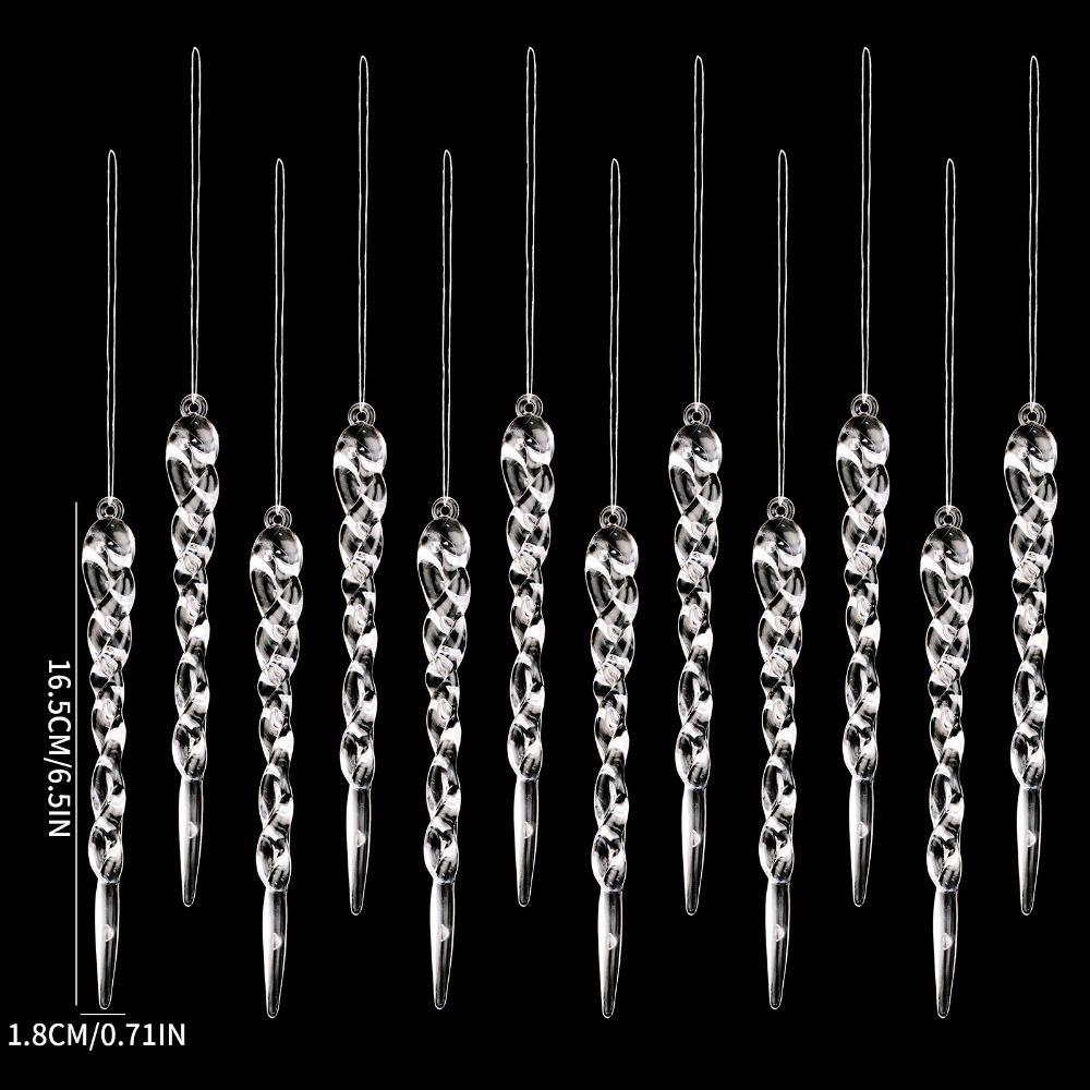 Clear Acrylic Icicle Ornaments Twisted Water Drop Design Snowflake Ornaments Set  Home Decoration