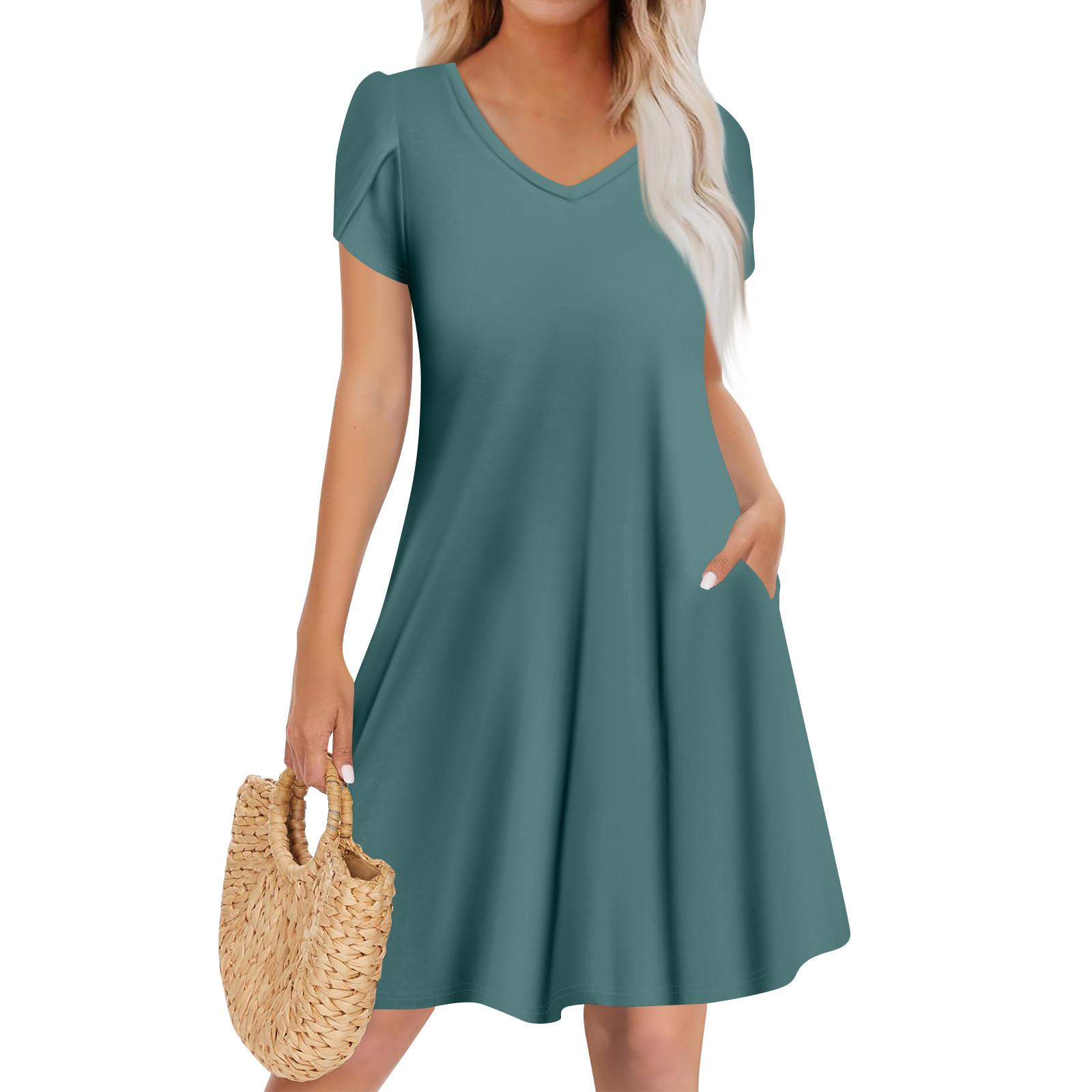 

Женское повседневное модное платье с V-образным вырезом и коротким рукавом, стильное свадебное платье для гостей XL