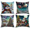 New Christmas Pillow Cover Polyester Christmas Tree Print Home Cushion Cover Living Room Sofa Cushion Cover