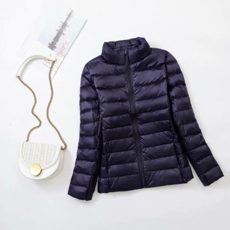 Light Down Jacket Women's Autumn and Winter Short White Duck Down Fashion Enlarged and Fattened Large Size Stand-up Collar Jacket