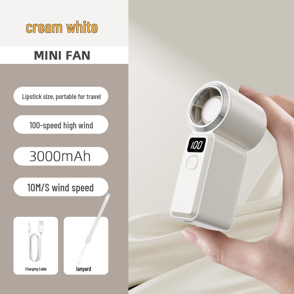 

High-Speed Portable Mini Fan with USB Charging and Long-Lasting Turbo Battery 3000mAh грязно-белый
