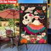 2D Flat - 2D Flat, 1pc Day of The Dead Halloween Colorful Dance Skull Print Double-Sided Garden Flag, Outdoor Decoration, Lawn, Flag Solely