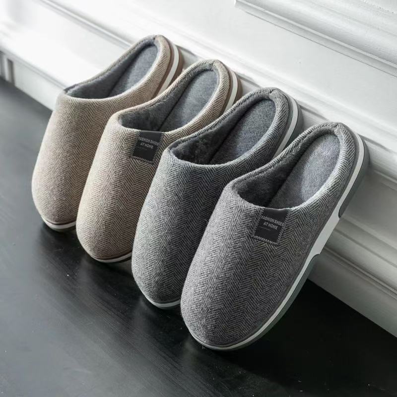 Home Cotton Slippers Home Autumn and Winter Non-slip Soft Bottom Elderly Slippers Indoor Velvet Warm Couple Cotton Mop