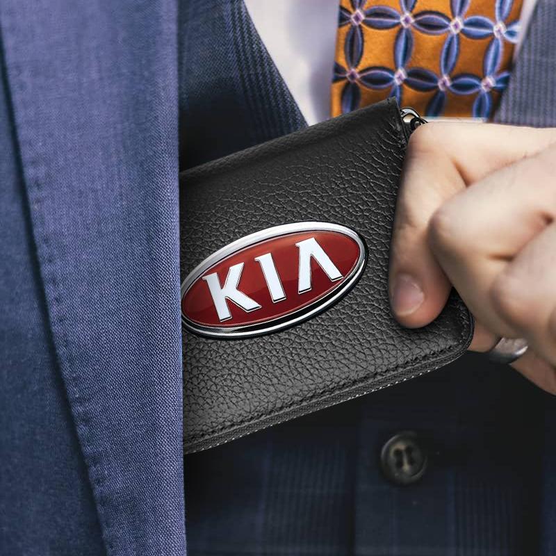 1pcs Fashion Leather Car Driver's License ID Card Bank Card Wallet Car Styling For Kia Rio Ceed Sportage Cerato Soul Sorento K2 K5 Flip Car Accessorie
