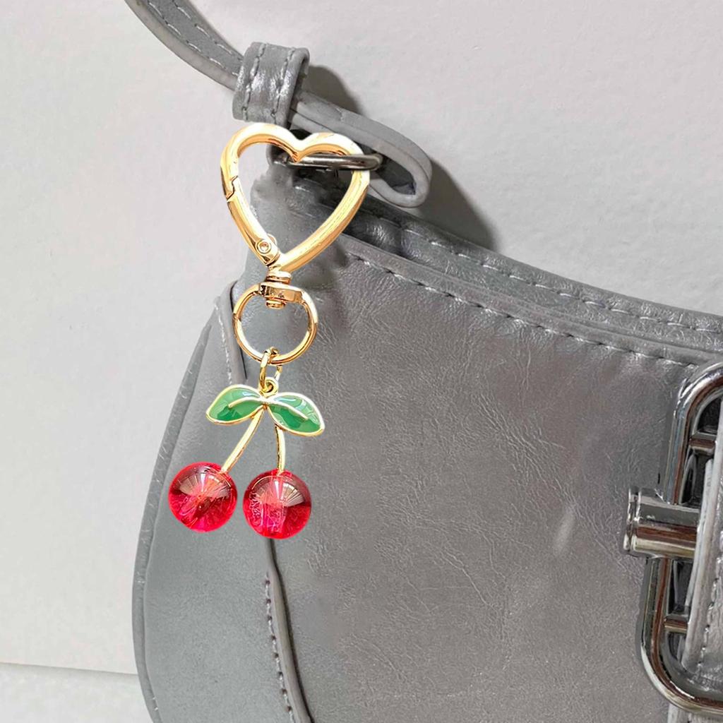 Elegant Sturde Metal Lovely Cherrys Charm Pendant Lock Keyring Fashion Accessory for Stylish Girls Women Ladies