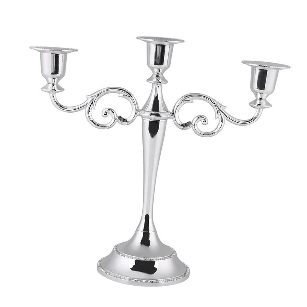 3 Arms Metal Candle Holder European   Candelabra Wedding Candlestick Home Decor (Gold)