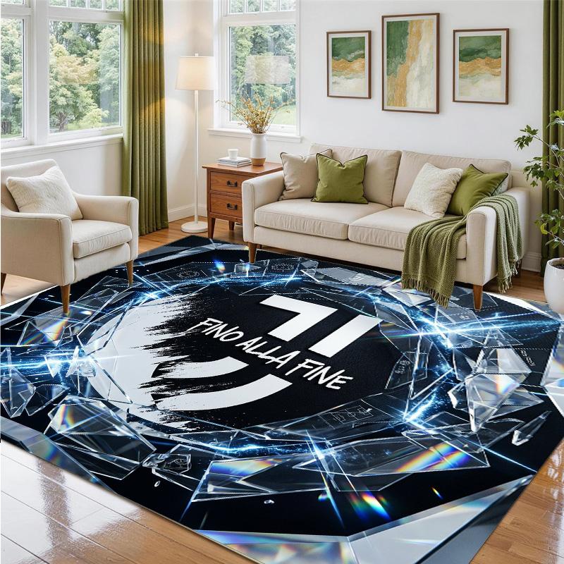 Juventus FC Design Crystal Velvet Rug Soft Decorative Mat for Bedroom Entrance