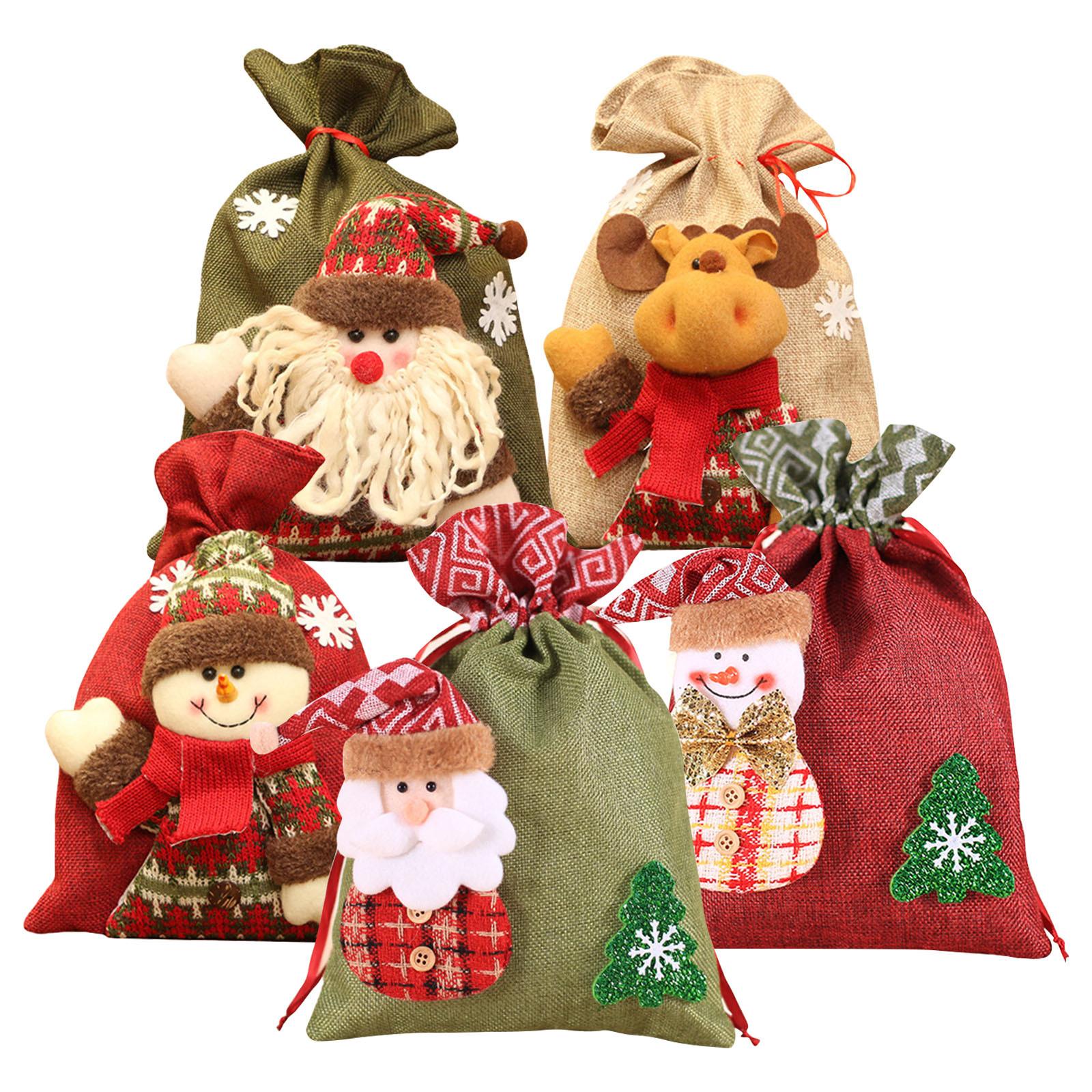 

5 шт. Рождественские мешочки на шнурке, Рождественские подарочные мешочки, 3D подарочные мешочки, Рождественские упаковочные мешочки, мешочки для конфет, красные мешочки, чулки-мешки, 8 X 11 дюймов One Size