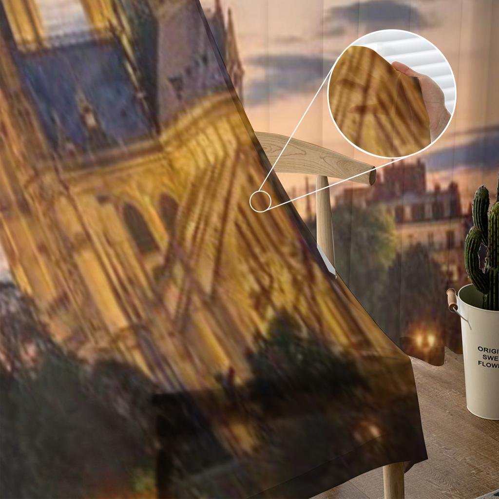 Famous Notre Dame Cathedral In Paris At Dawn Chiffon Sheer Curtains for Living Room Bedroom Decor Window Voiles Tulle Curtain
