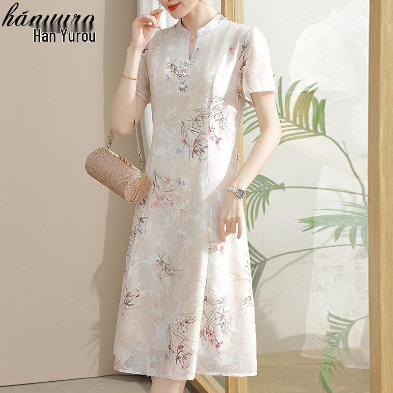 

Summer Dress 2325: Stylish Intellectual Attire for Middle-Aged & Elderly Women, Available in Multiple Colors, Light Purple Included L (fits under 105 lbs)