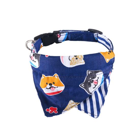 

Регулируемая бандана для питомца Синяя и белая полосатая бандана Треугольный шарф для питомца Мягкий хлопковый слюнявчик для котенка для щенка кошки Маленьких средних крупных собак S C