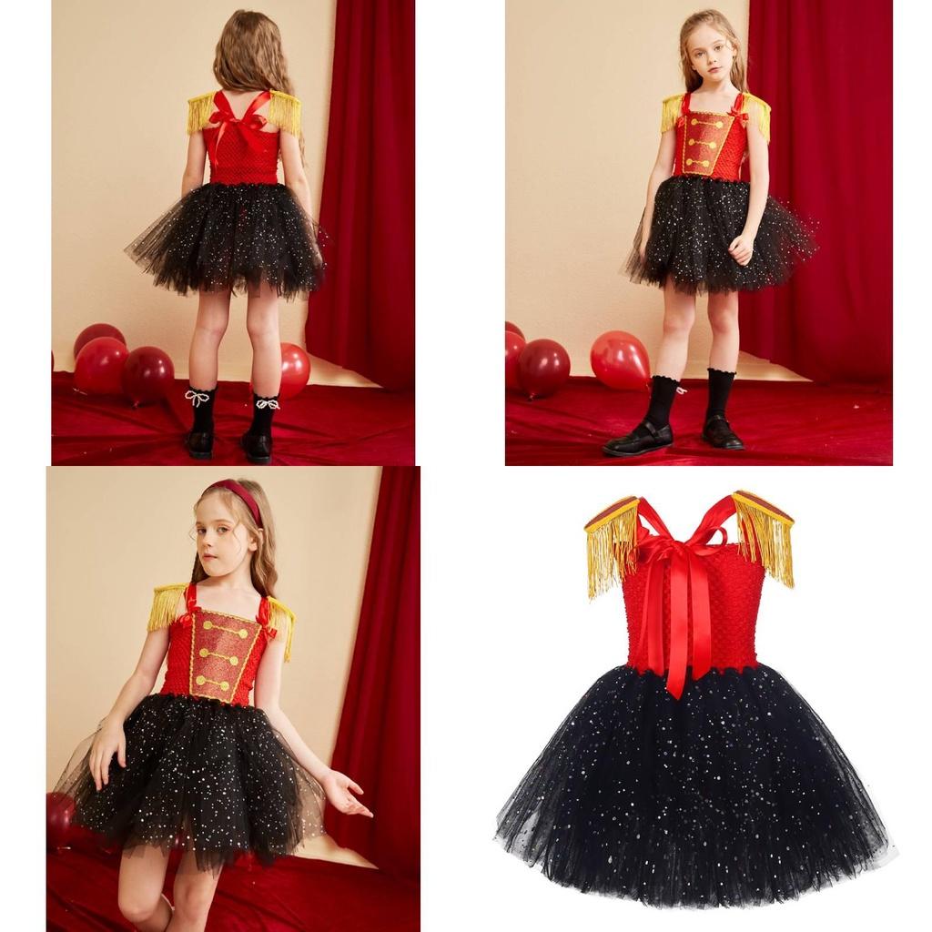 Elegant Nutcracker Dress With Sequin Accents Cosplay Outfit For Girls On Halloween