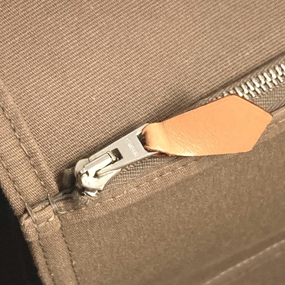 HERMES Bicolor Kabak Elan PM Shoulder Bag Tote Bag Leather/Canvas Beige/yellow