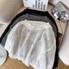 Spring Autumn Sunscreen Knitted Sweater Tops Women Korean Fashion New Long Sleeve Hollow Out Loose Short Tops Cover Up Hollow Thin Blouse 1410