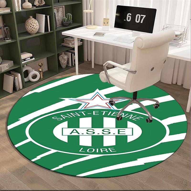 Asse Saint-etienne Crest Round Rug for Livingroom,Bedroom, Palyroom, Chair Rug, Area Rug, Circle Carpet, Fan Christmas Gift