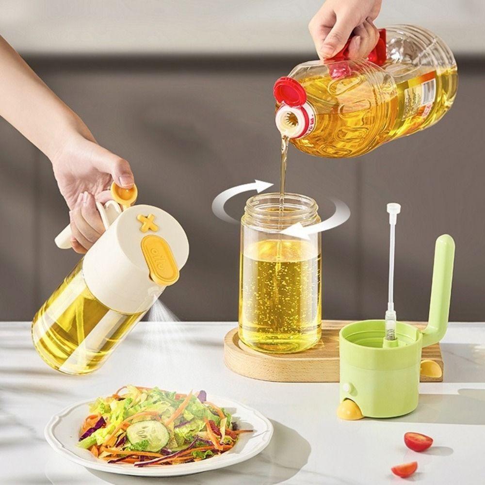 2-in-1 Oil Spray 460ml Oil Storage Bottle Practical Cooking Spray Bottle Kitchen