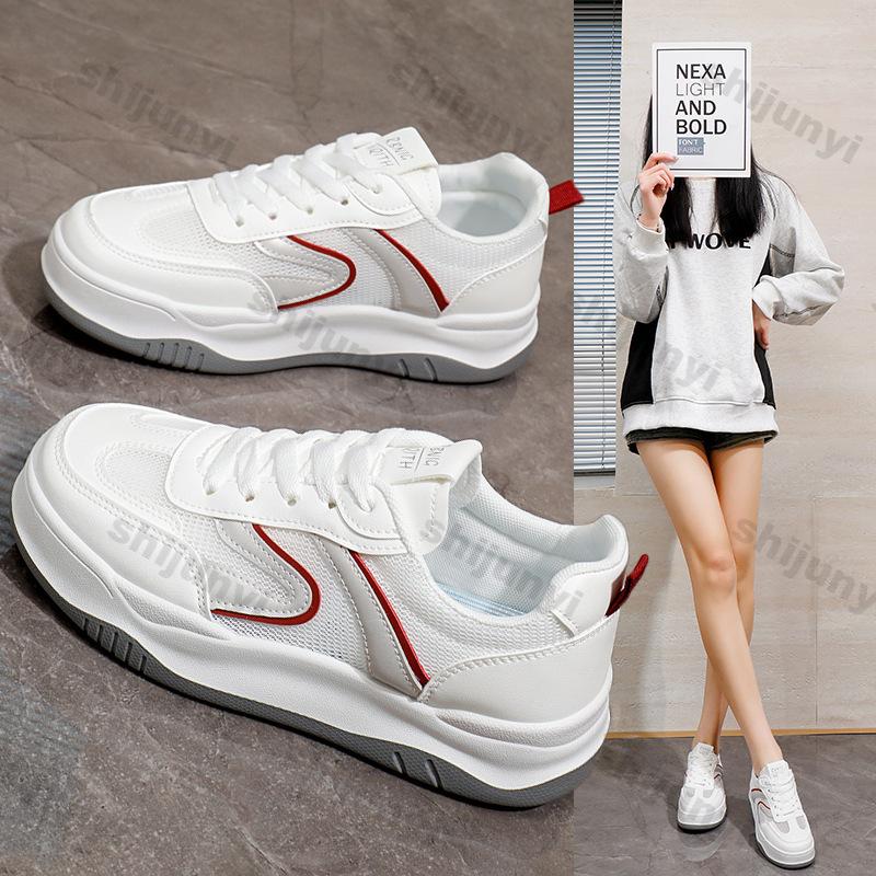 Women Shoes 2025 Spring Autumn New Comfortable Height Increase Lace-up Sewing Casual Shoes Breathable Mesh Platform Sneakers