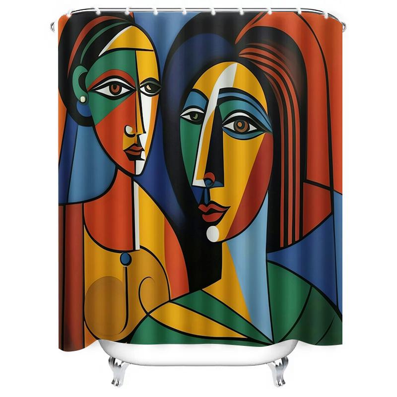 Colorful Abstract Shower Curtain, Modern Artistic Design For Bathroom Decor Available In Multiple Sizes (Multicolor)