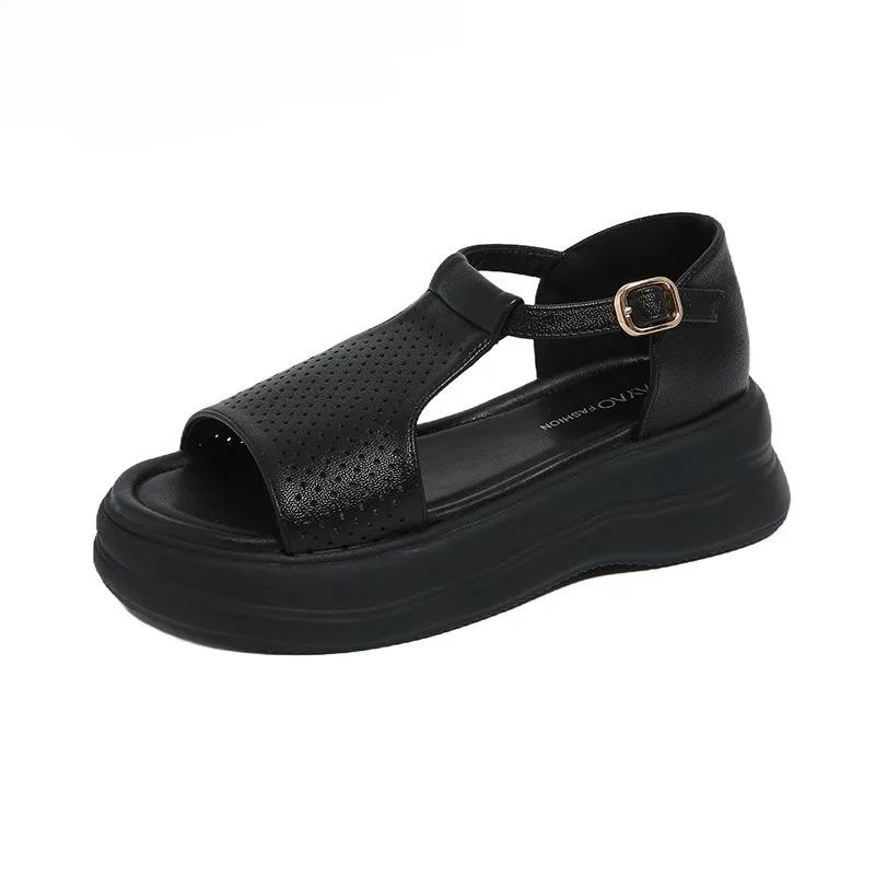 Fashion Summer Platform Women Sandals Designer Hollow Shoes 2025 Fashion Casual Slippers New Buckle Shoes Classic Dress Sandalias Mujer