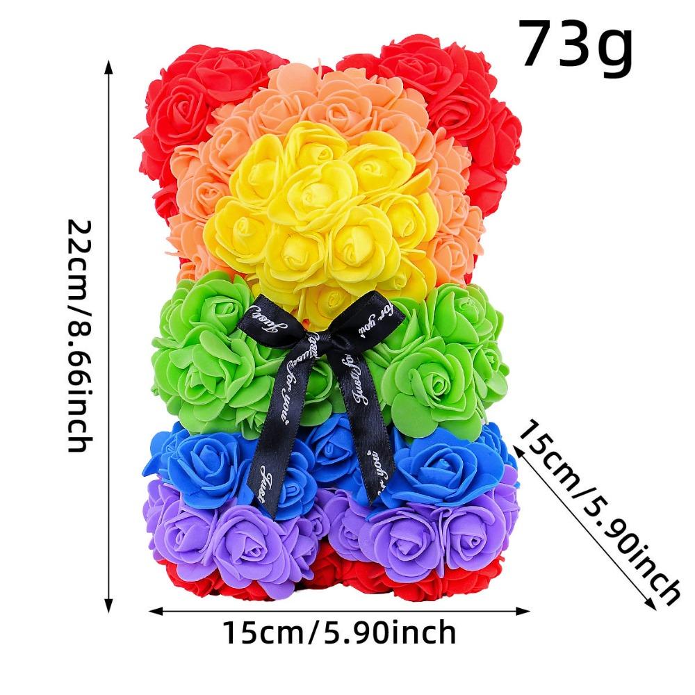 New Multicolors Artificial Flower 15*15*22cm/16*16*24cm Rainbow Eternal Rose Bear Birthday Valentine's Day Flower