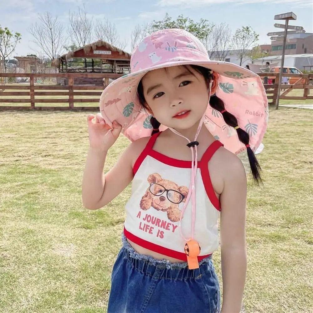 Neck Ear Cover Children's Sunscreen Hat Bucket Cap Kids Beach Caps Summer Baby Hat  Girls Boys