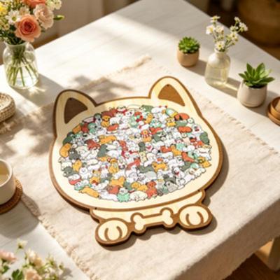 Cat-Shaped Morandi Wooden Educational Puzzle