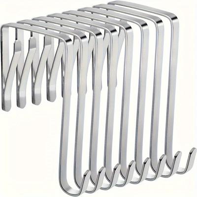 5er-Pack Moderne Verstellbare Edelstahl Über-Tür-Haken - Polierte Metall-Hängeaufbewahrung für Kleidung, Handtücher, Taschen