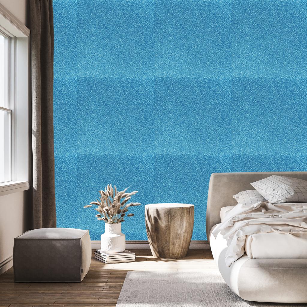 Blue, turquoise and azure glitter wallpaper for living room and bedroom 50x1000