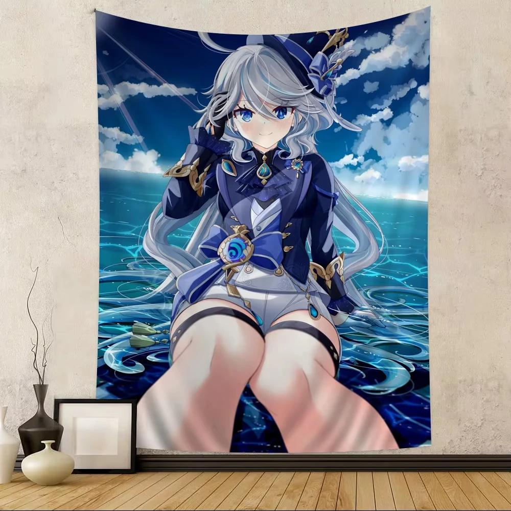 Furina G-Genshin I-Impact Tapestry Wall Hanging Cheap Hippie Wall Hanging Bohemian Wall Tapestries Mandala Wall Hanging Sheets