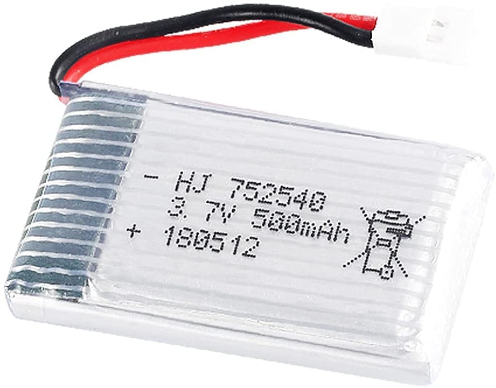 Set of 4 Rechargeable LiPo Batteries 3.7V 500mAh | Compatible with RC Drones Syma X5, Cheerson CX-30W, Skytech M68, WLtoys F949 | Size 45x25x9mm