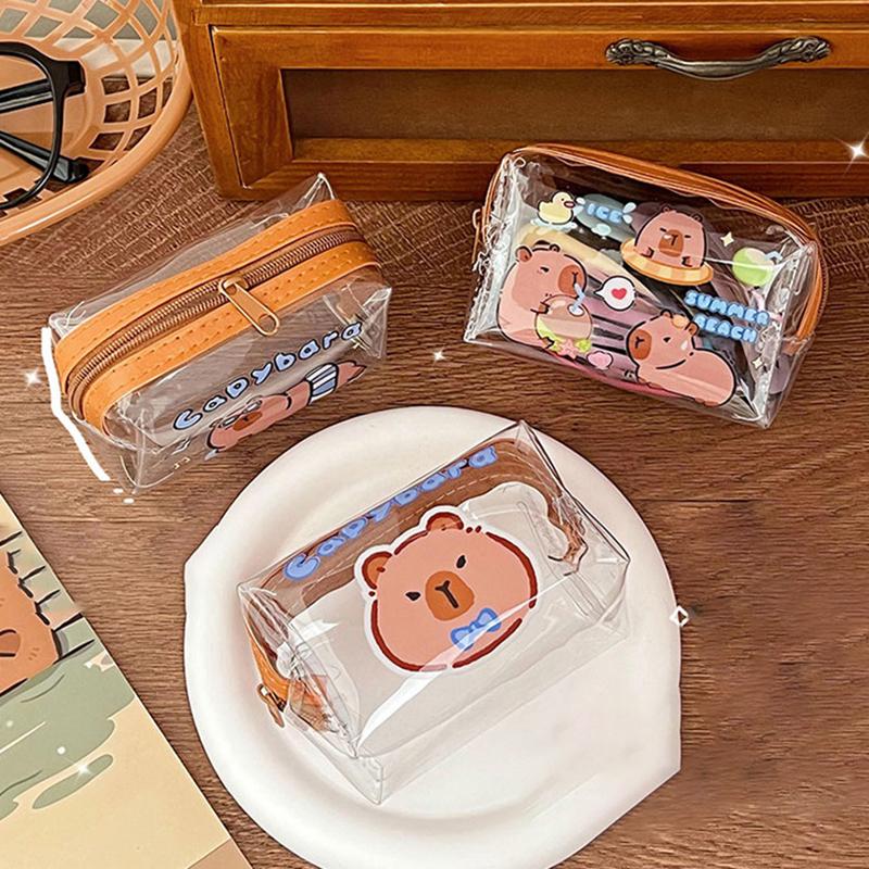 Cute Capybara Coin Storage Bag Transparent Coin Purses Cartoon Lovely Wallet Clear Bags