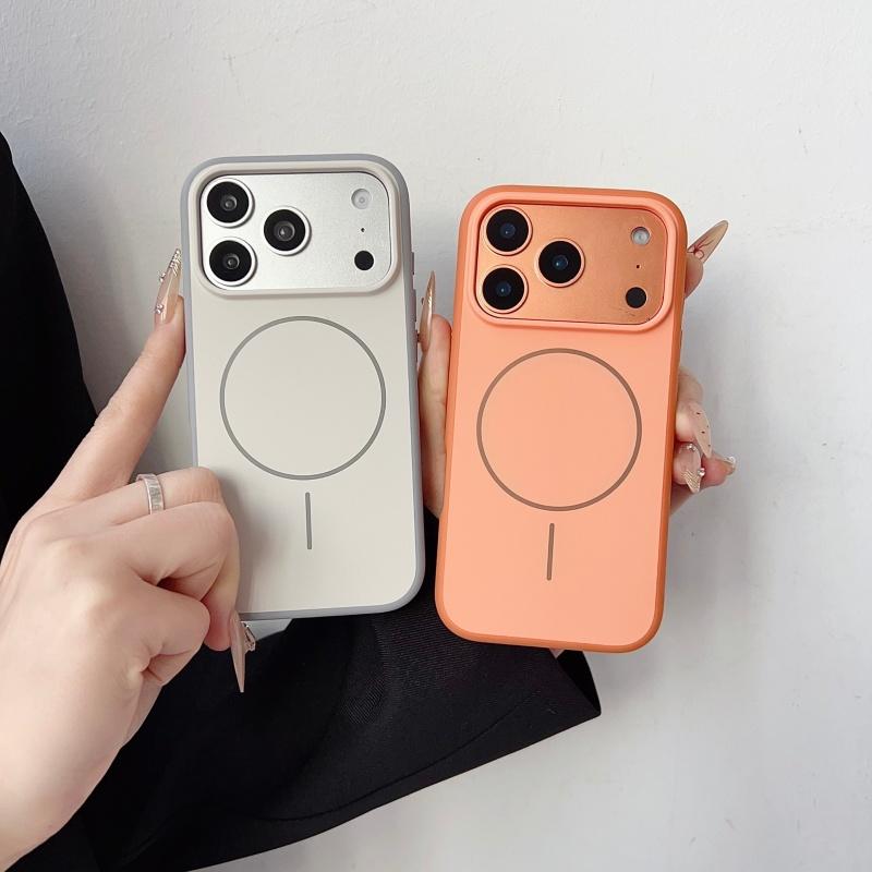 Case for IPhone 17 16 15 Pro Max 17Air for Magnetic Skin Feel PC Lens Hardware Button Shockproof Wireless Charging Back Cover