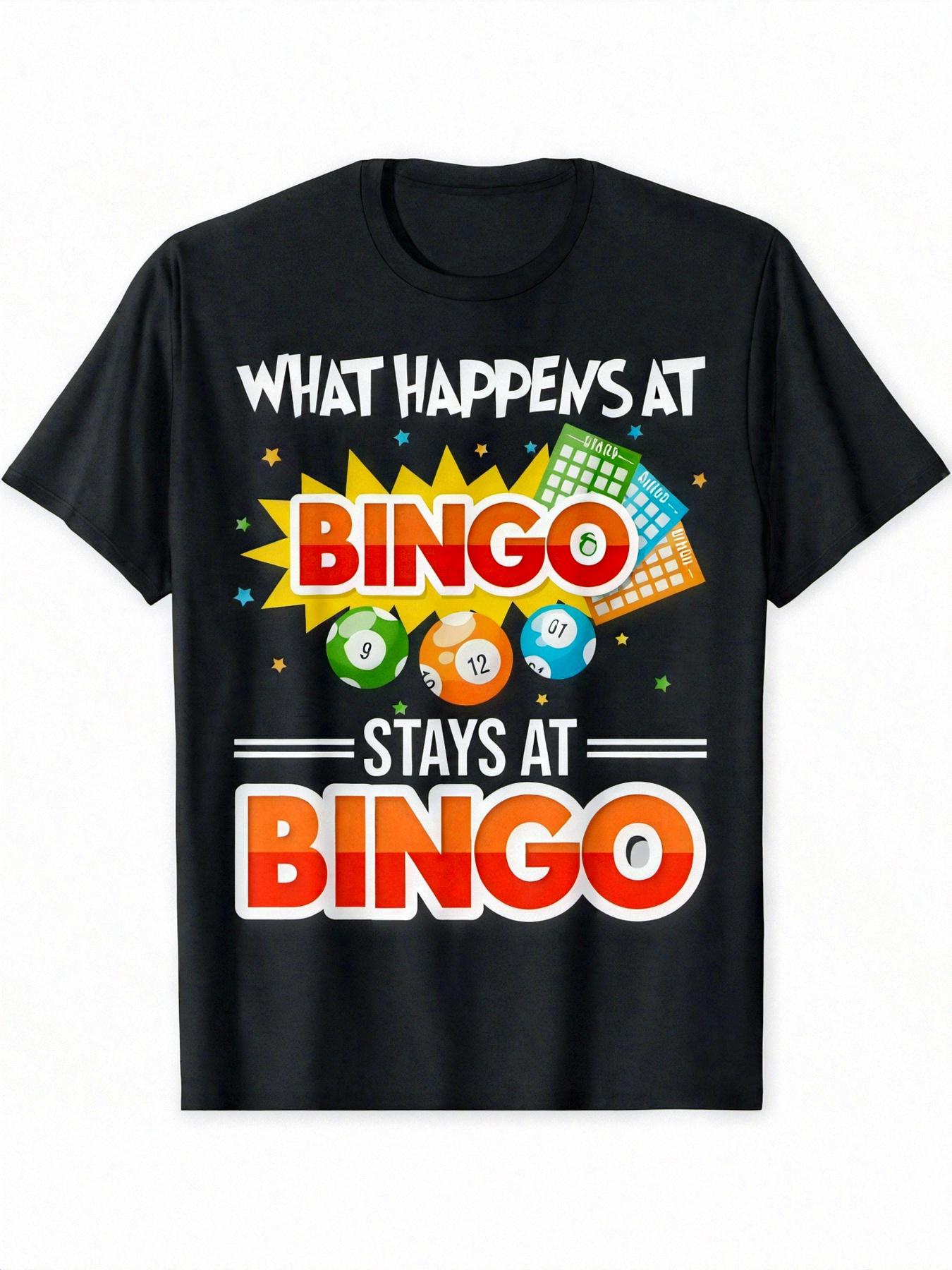 What Happens At Bingo Stays At Bingo Graphic TShirt 100 Cotton ONeck Short Sleeve Summer Casual Mens Tshirt Streetwear S