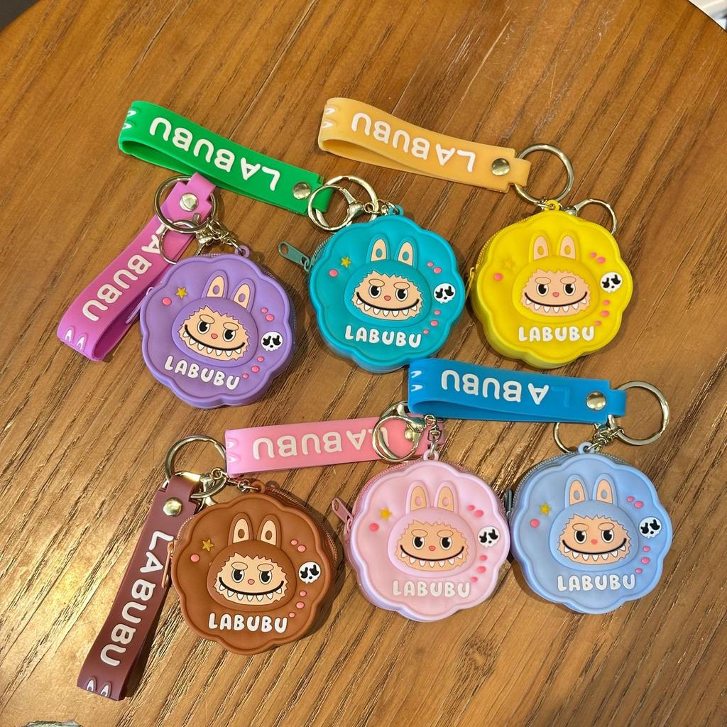Labubu Silicone Change Bag Pendant Labubu Cute School Bag Pendant Keychain Ring Doll Machine