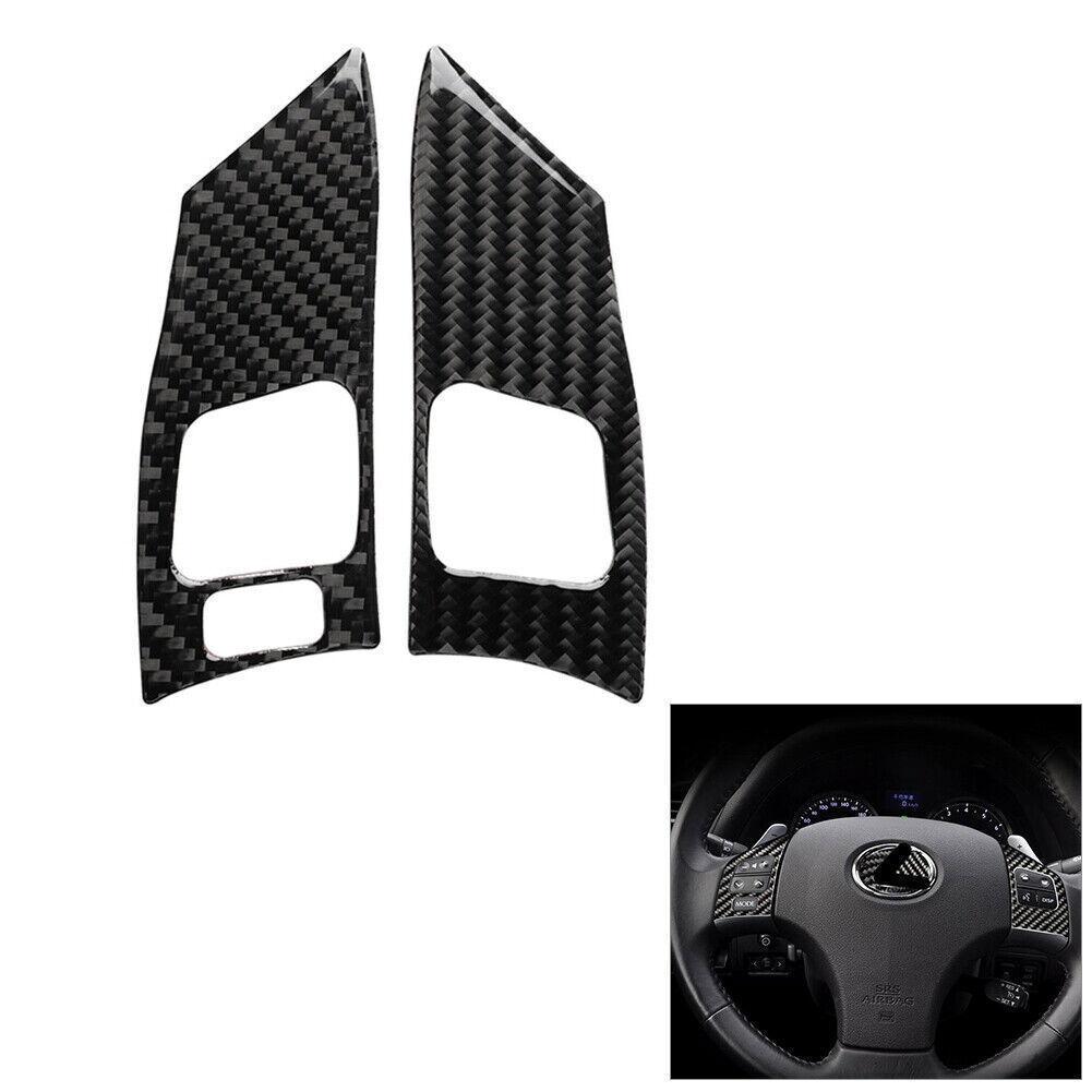 2Pcs Carbon Fiber Steering Wheel Button Cover Trim For Lexus IS250 IS350 2006-12