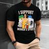 Männer Ich unterstütze Frauensport T-Shirt Unisex Damen Oversize Tee Streetwear Lässig Kurzarm Lustig Sarkastisch Humor Gen Z Humor