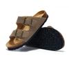Fashion Matte Leather Summer Men's Cork Slippers Outdoor Couple Flat Bottomed Anti Slip Beach Sandals
