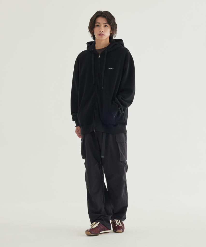 COVERNAT Small Logo Fleece Zip-Up Hoodie Black