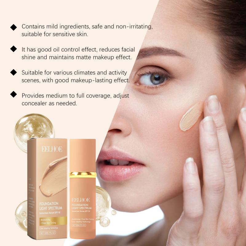 

4 In 1 Color Changing Foundation Liquid With Spf 50 - Moisturizing Medium Full Coverage Concealer Daily Waterproof & Sweatproof one size