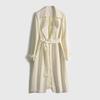 Womens Lightweight Acetate Trench Coat Long Sleeve Classic Fit Beige 2026 Office Chic