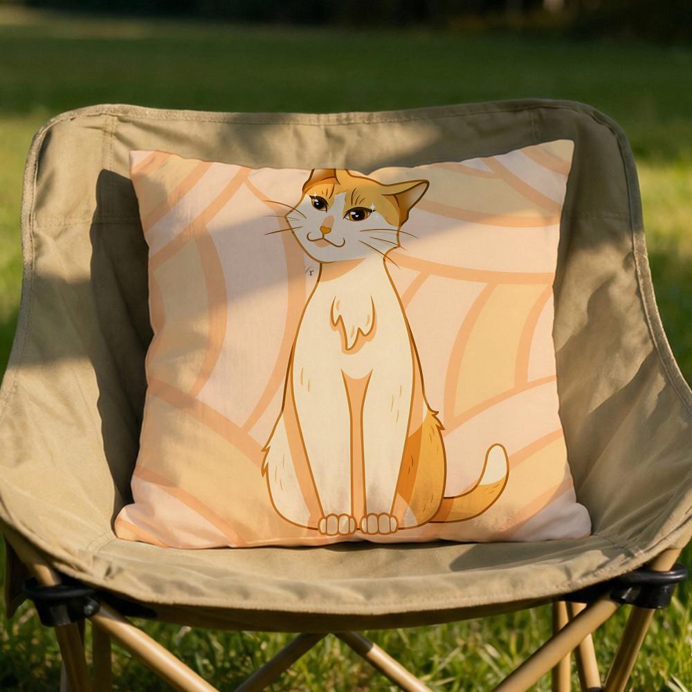 Chubby Cute Orange Cat Cushion Cover Soft Reversible Durable Pillow Cover MultiScene Use for Home Car Daily Comfort