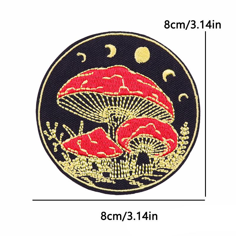 Mushroom Embroidered Tactical Patch Good Vibes Embroidery Ironing Patches Outdoor Mountain Iron On Patches For Clothing Applique
