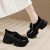Dicksohlige Loafer für Damen, Lässige Frühherbstliche High Heels, Lackschuhe, Lässige Arbeitsschuhe