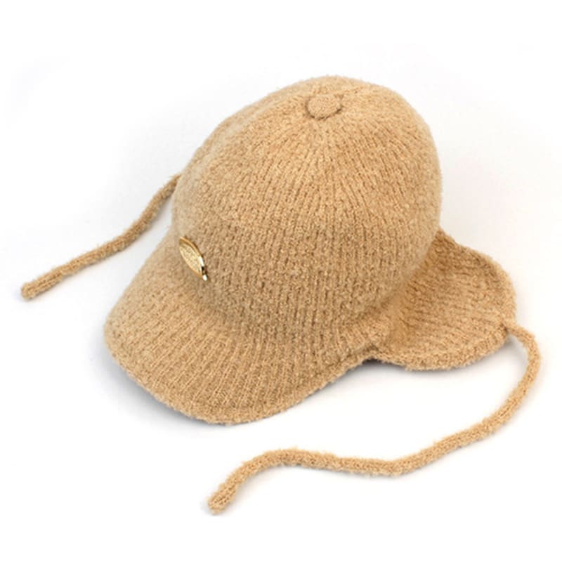 Universal chemistry knit beige earflap cap balaclava