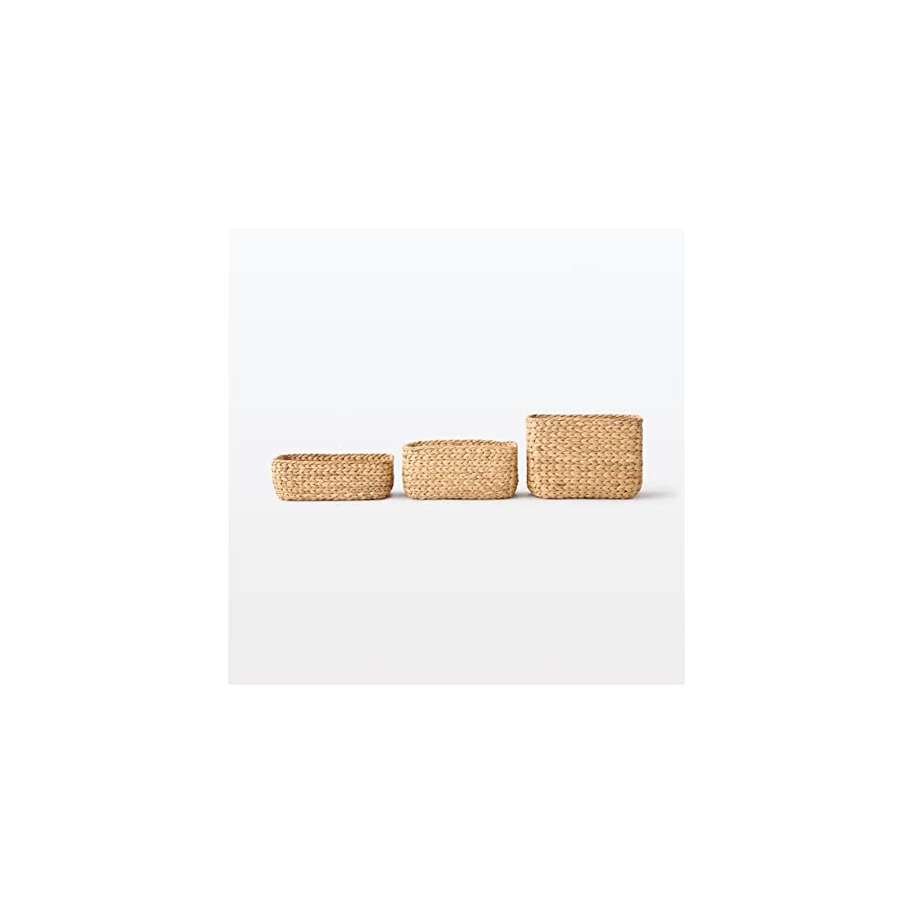 MUJI Rectangular Basket, Medium, 34cm (W) X 23cm (D) X 16cm (H), Water Hyacinth, Item No. 12361091