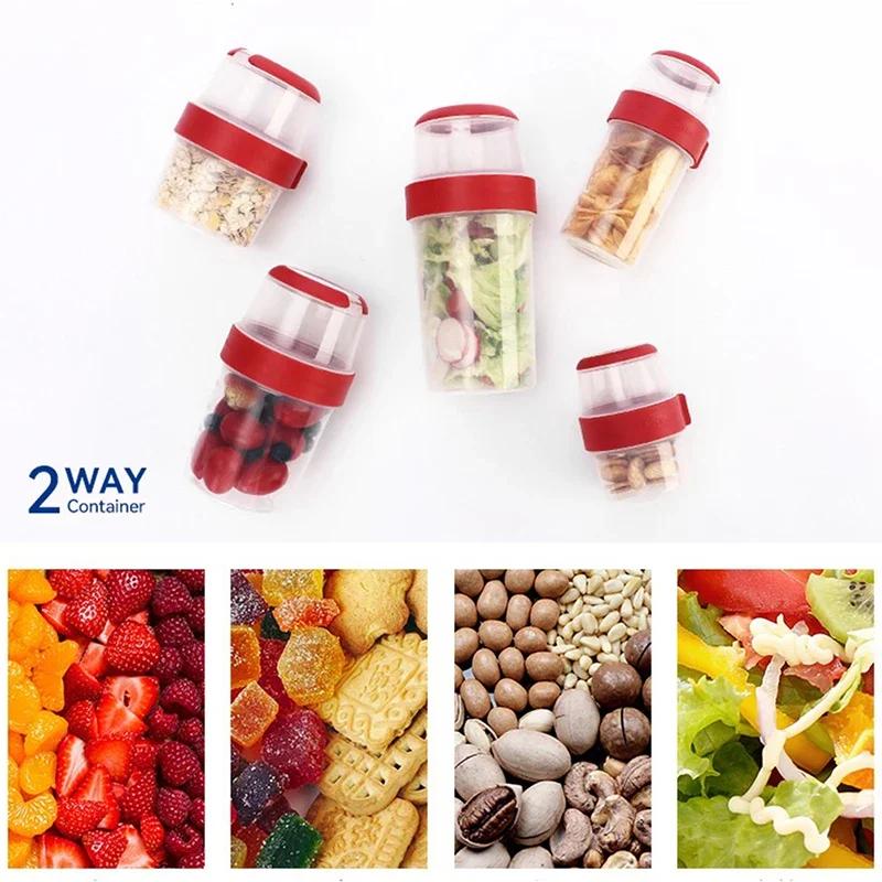 300/480/670/870/1070ML Oatmeal Nut Yogurt Salad Cup Food Storage Box Seal Container Set 2-layer Crisper Cup Sauce Cup Lunch Box